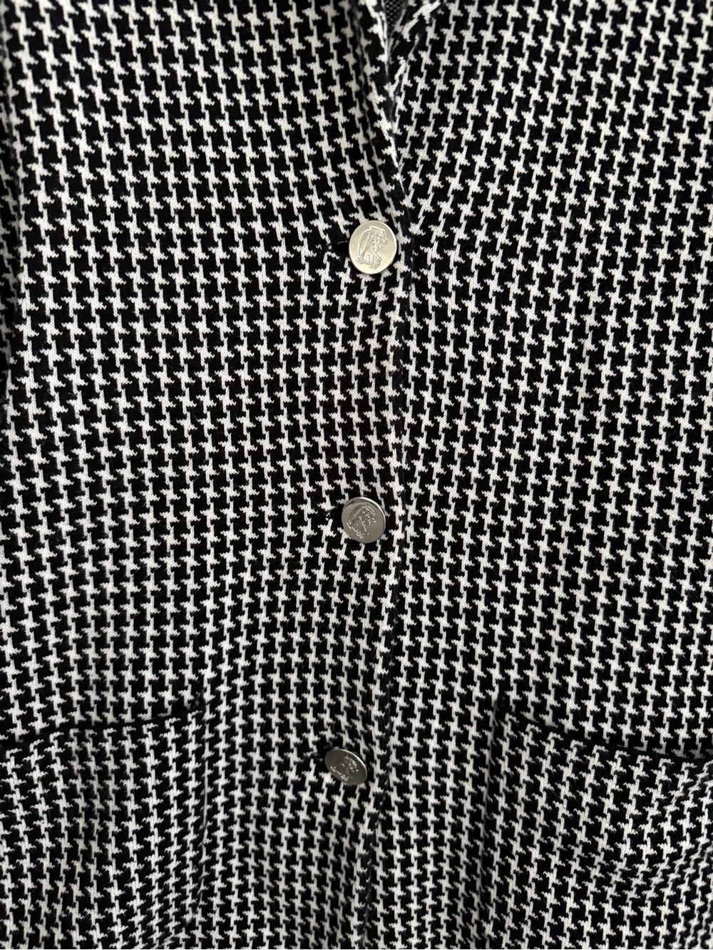 CHAPS Houndstooth 3 Button Casual Blazer Jacket Women's Size Medium Black/White - Picture 4 of 14